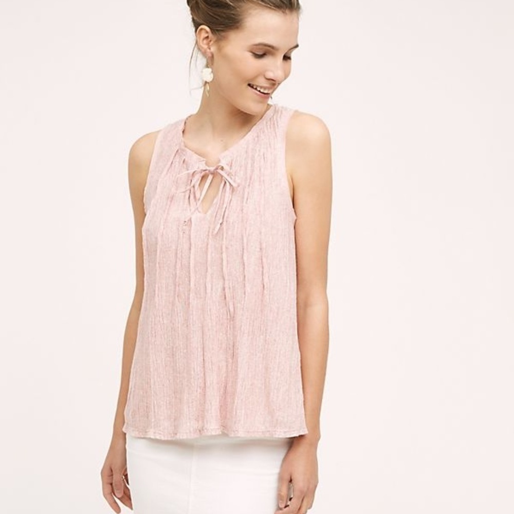 Meadow Rue Pleated Tie-Neck Tank size L NWT